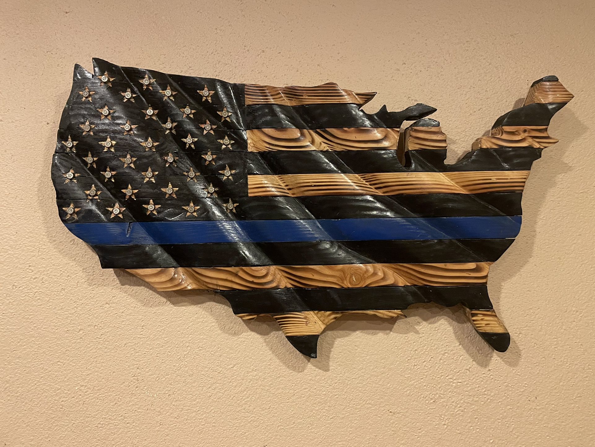 Wavy American Shaped Blue Stripe Flag