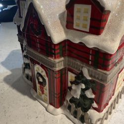 Cheryl’s Cookies Christmas Plaid House Cookie Jar 