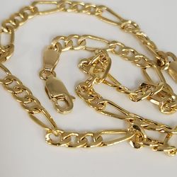 14k Yellow Gold Figaro Link  Italian style Anklet 10.5"