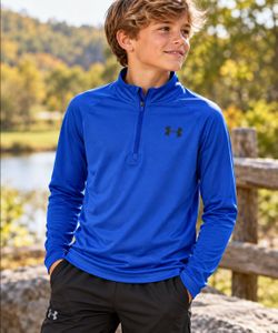 Under Armour Boys UA Tech 2.0 1/2 Zip Pullover Blue Youth Medium NWT
