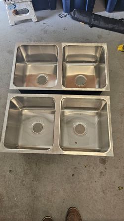 Stainless Steel Double Pot Sinks– Set of 2