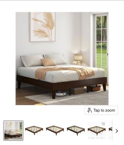 Yaheetech Walnut King Wood Bed Frame (New in Box - Free Local Delivery)