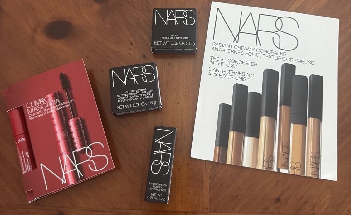 Lot of 5 NARS makeup bundle minis Concealer, mascara, blush, lipstick, setting powder Top nars selling pieces Brand new