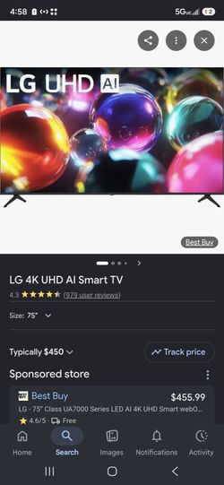 LG 75 inch SmartTv