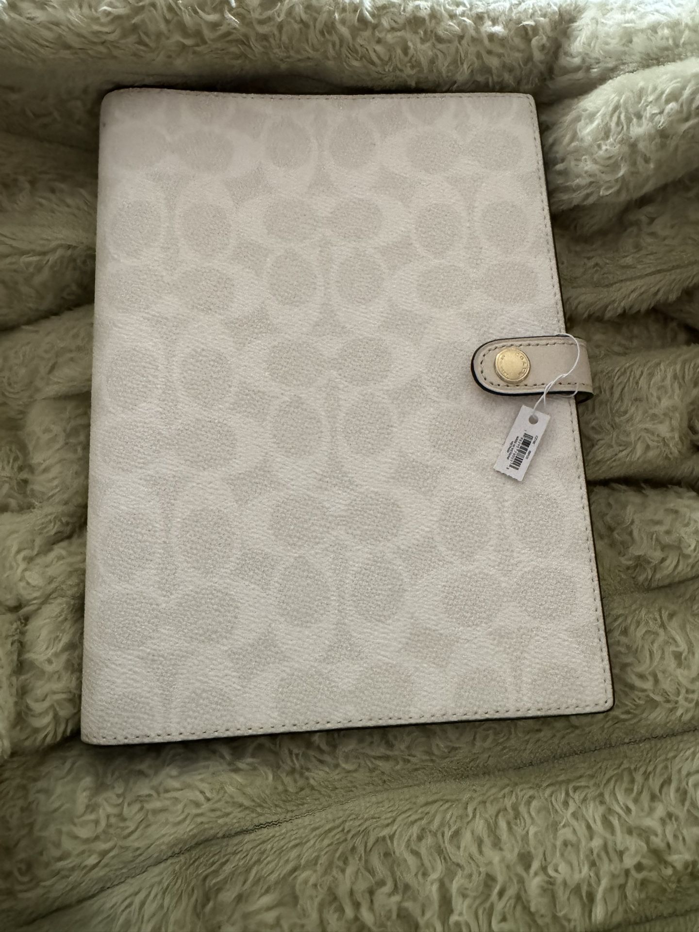 New Coach White Leather Notebook with Paper