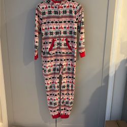 Christmas Pajama One Piece With Pockets Fleece size 10. $22.00