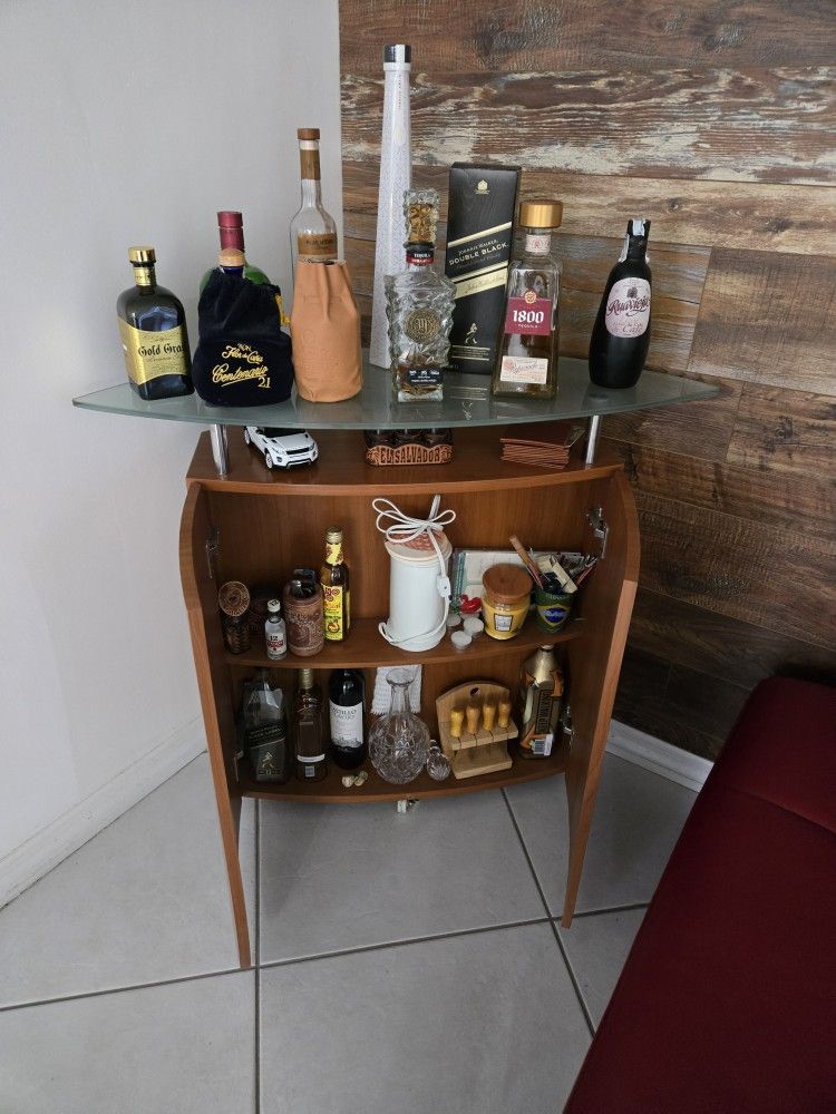 Mobile Bar En Madera Y Vidrio, , Perfecto Estado, 100% Madera