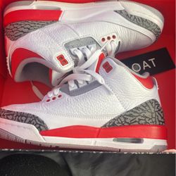 fire red jordan 3s size 5 in boys 