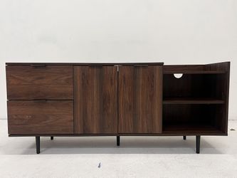 Walker Edison 58 in. Modern Storage TV Stand (Dark Walnut) W58LIN2DDDW