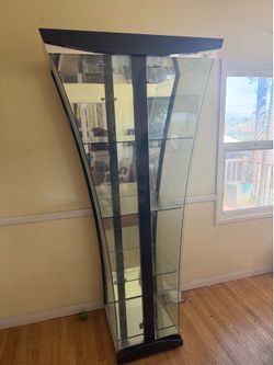 Art deco mirror and glass curio case