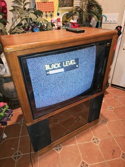 Antique TV Come With Remote Control Front Glass And Cabinet 