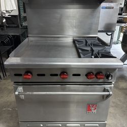 36” Wolf Range Commercial Restaurant NSF Standard Oven Base 24” Griddle Flat Top Grill 2 Open Flame Burners Works Great It’s Here!!!!