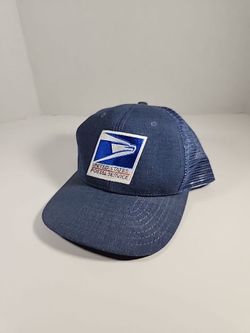 USPS Post Office Employee Unionwear Trucker Hat Cap Blue Made In USA XL