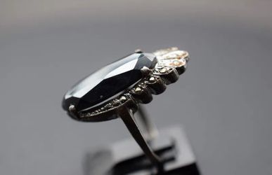Hematite Marcasite Sterling Silver 925 Ring