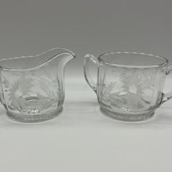 Cut Glass Creamer and Sugar Set