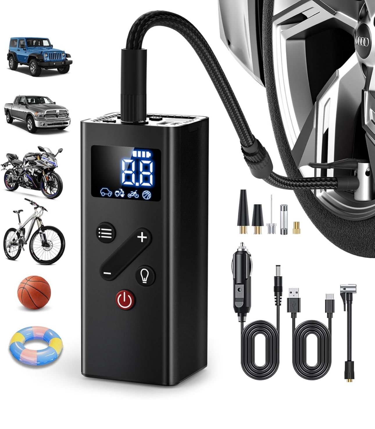 🔥NEW🔥 Tire Inflator Portable Air Compressor, 150PSI Cordless Air Pump for Car Tires
