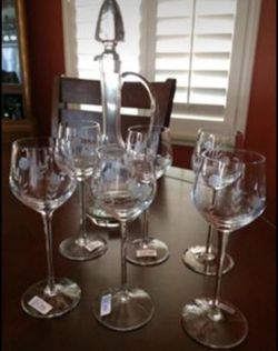 Vintage Toscany Wine Decanter and Long Stem Wine Glasses