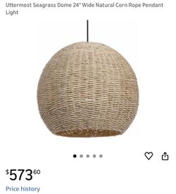 Uttermost Seagrass Dome 24" Wide Natural Corn Rope Pendant Light