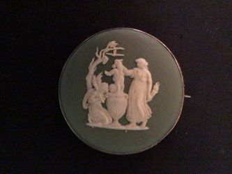 Vintage Green Wedgewood Brooch