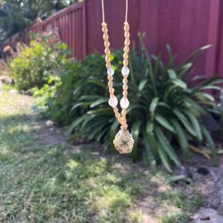 Handmade Labradorite Crystal Macrame Necklace 