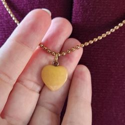 Yellow Quartz Heart Pendant Necklace 