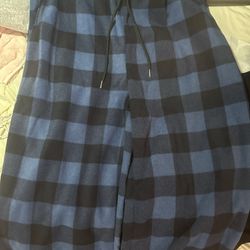 MANFINITY Blue Plaid Fleece Pants XL