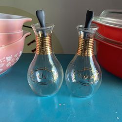 Vintage Oil And Vinegar Pyrex Bottles 