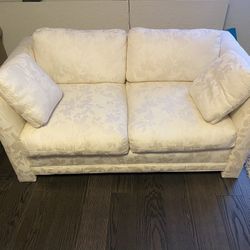 White Loveseat With Flower Design - Marge Carson Inc.