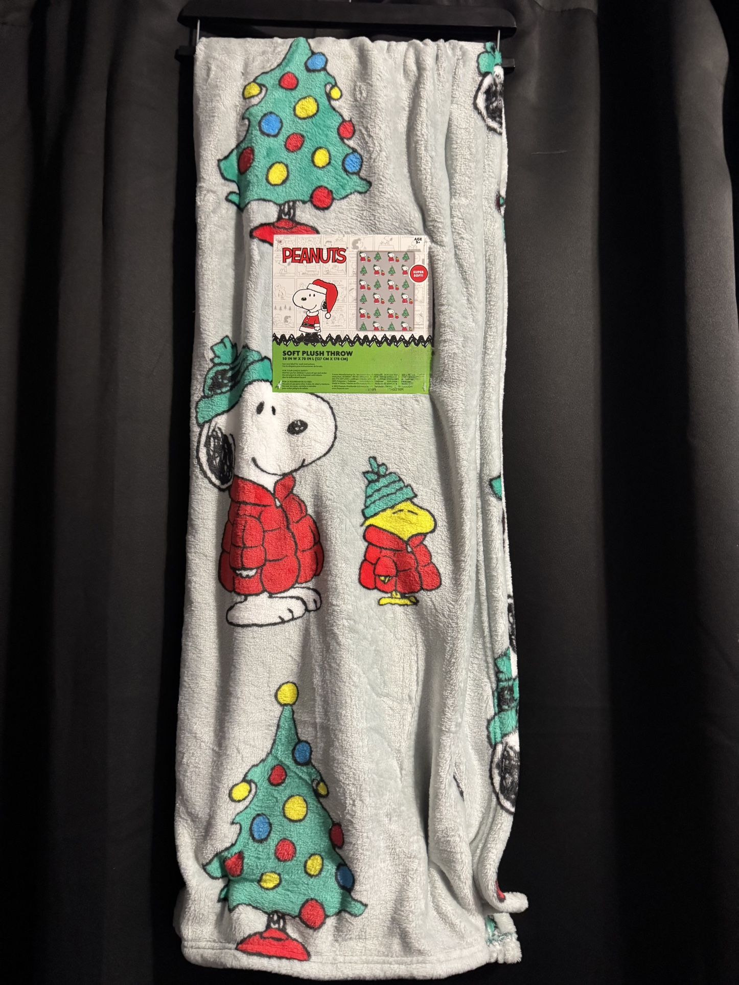 Snoopy Peanuts Plush Throw Blanket 50 X 70 Puffer Woodstock Holiday