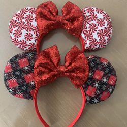 Christmas Minnie Ears Handmade New