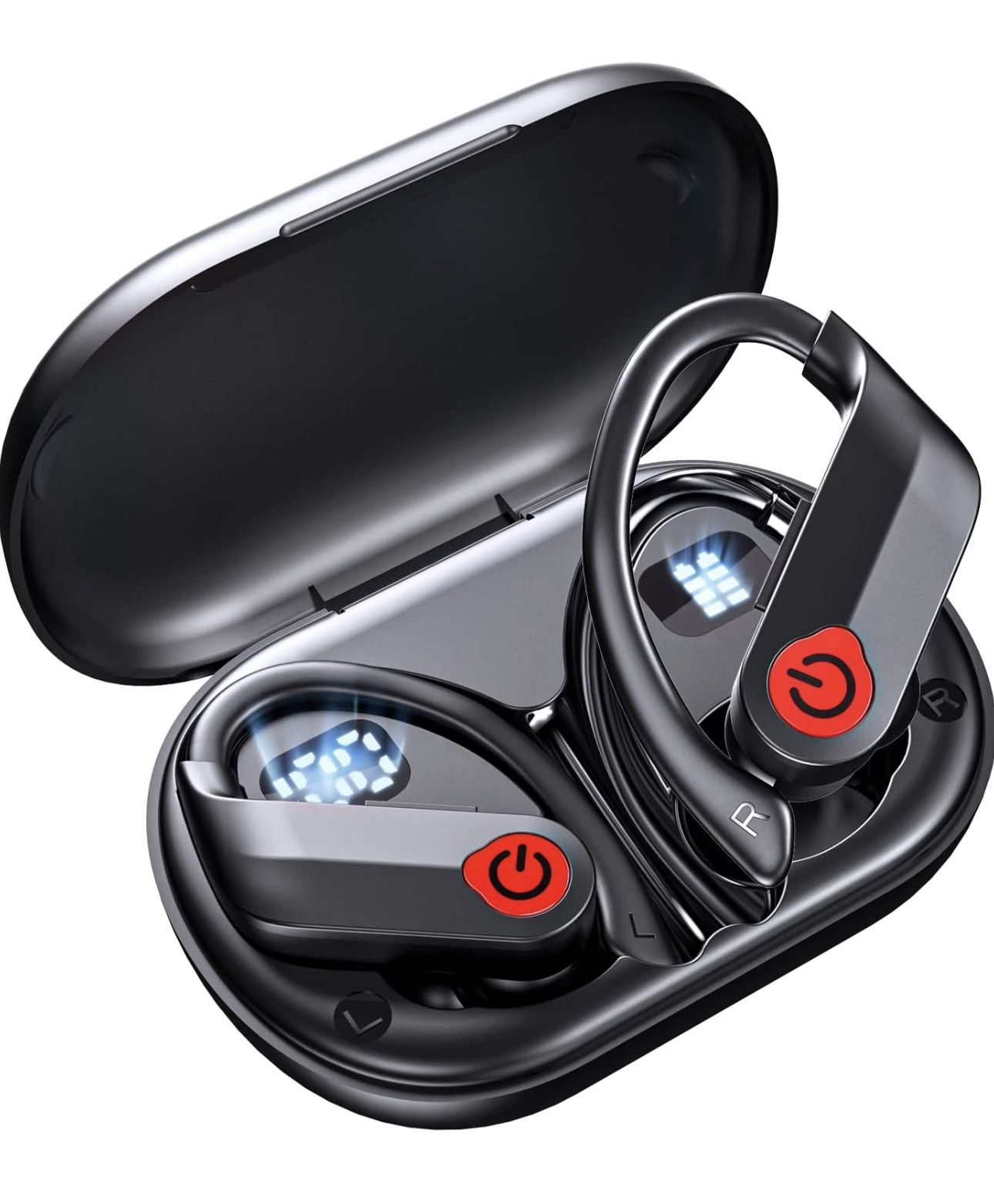 Bluetooth Headphones Wireless Earbuds Sports Over-Ear Bluetooth 5.3 Ear Buds with Earhooks 120H Playtime Wireless Headphones for Workout Waterproof