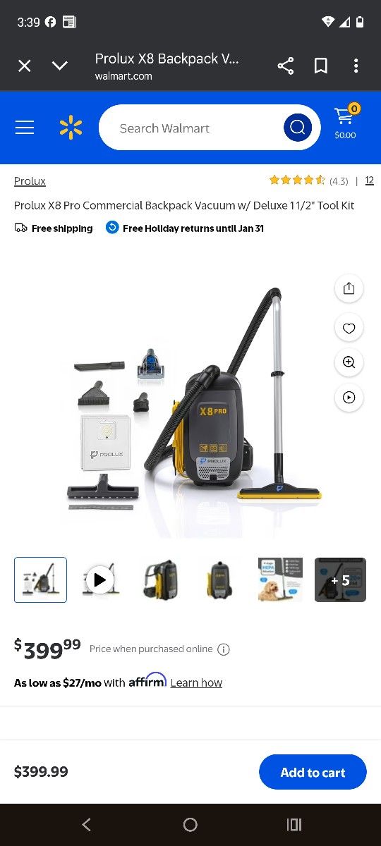 Brand New Prolux X8 pro Backpack Vaccum