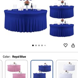 6 round royal blue spandex tablecloth 
