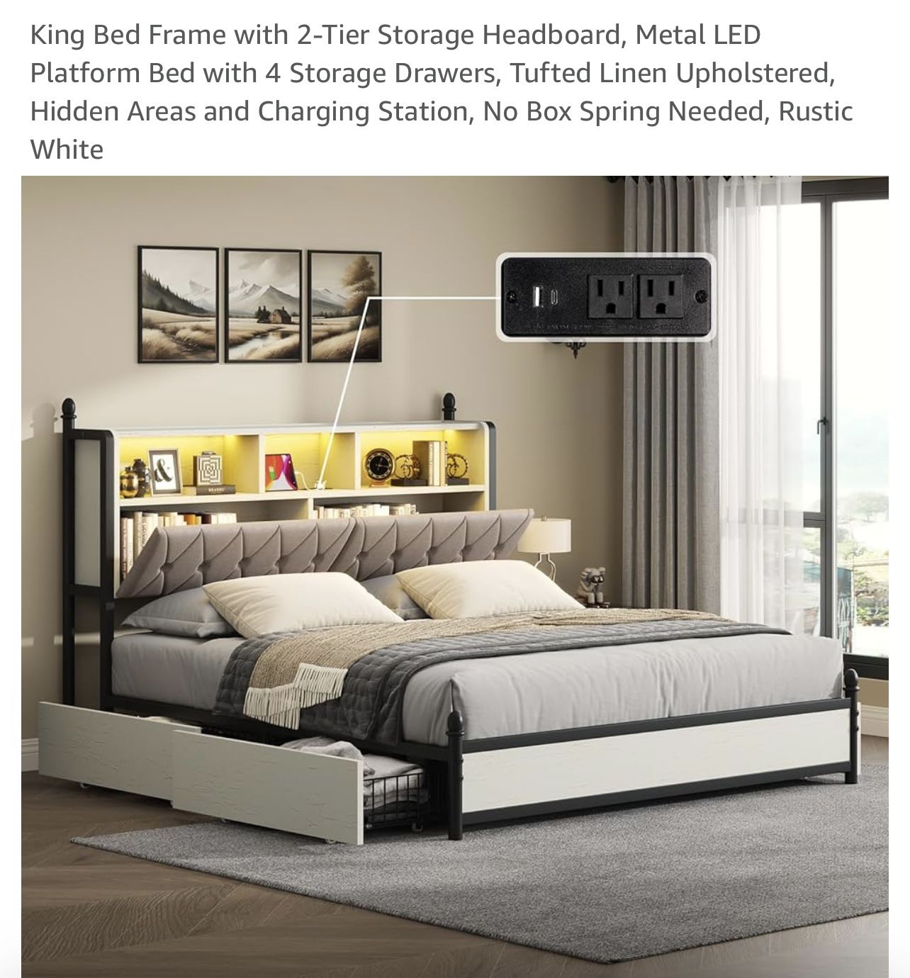 King Bed Frame W Storage