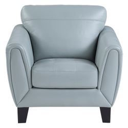 Brand New Aqua Or Biege Top Grain Leather Chair