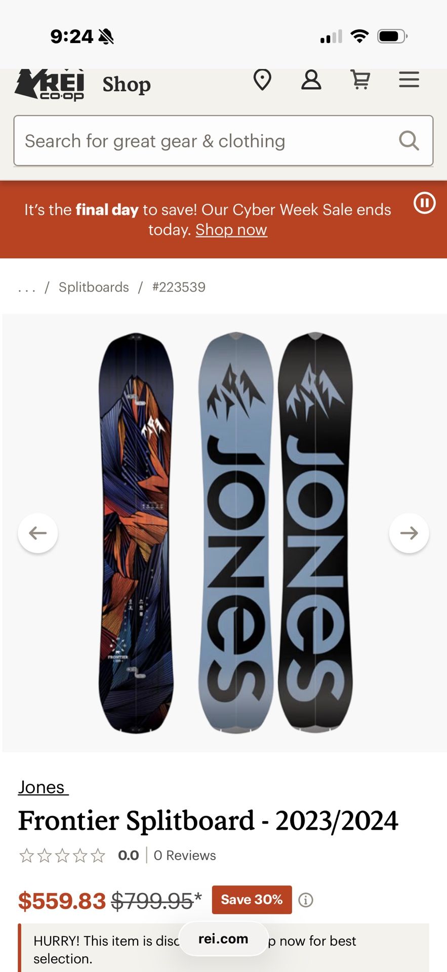 Jones Frontier SplitBoard Snowboard 159cm New