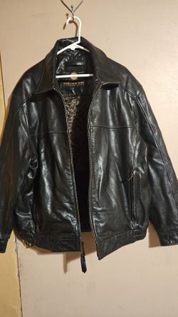 ANDREW MARK NEW YORK First Class Black Premium Leather Zip Bomber Jacket L