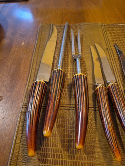 11 pieces faux stag horn handle knives