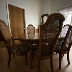 Vintage Dining Room Table With Leaves And Chairs