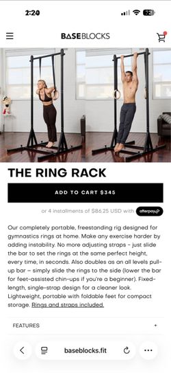 Gymnastics ring with rack