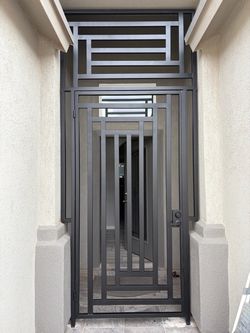 Custom Steel Courtyard Entry Gate & Transom