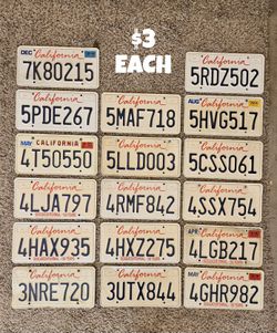 EXPIRED/EMBOSSED CALIFORNIA LICENSE PLATES 