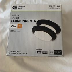 Commercial Electric 7” LED Slim Flush Mount Lights (2-Pack) – Matte Black
