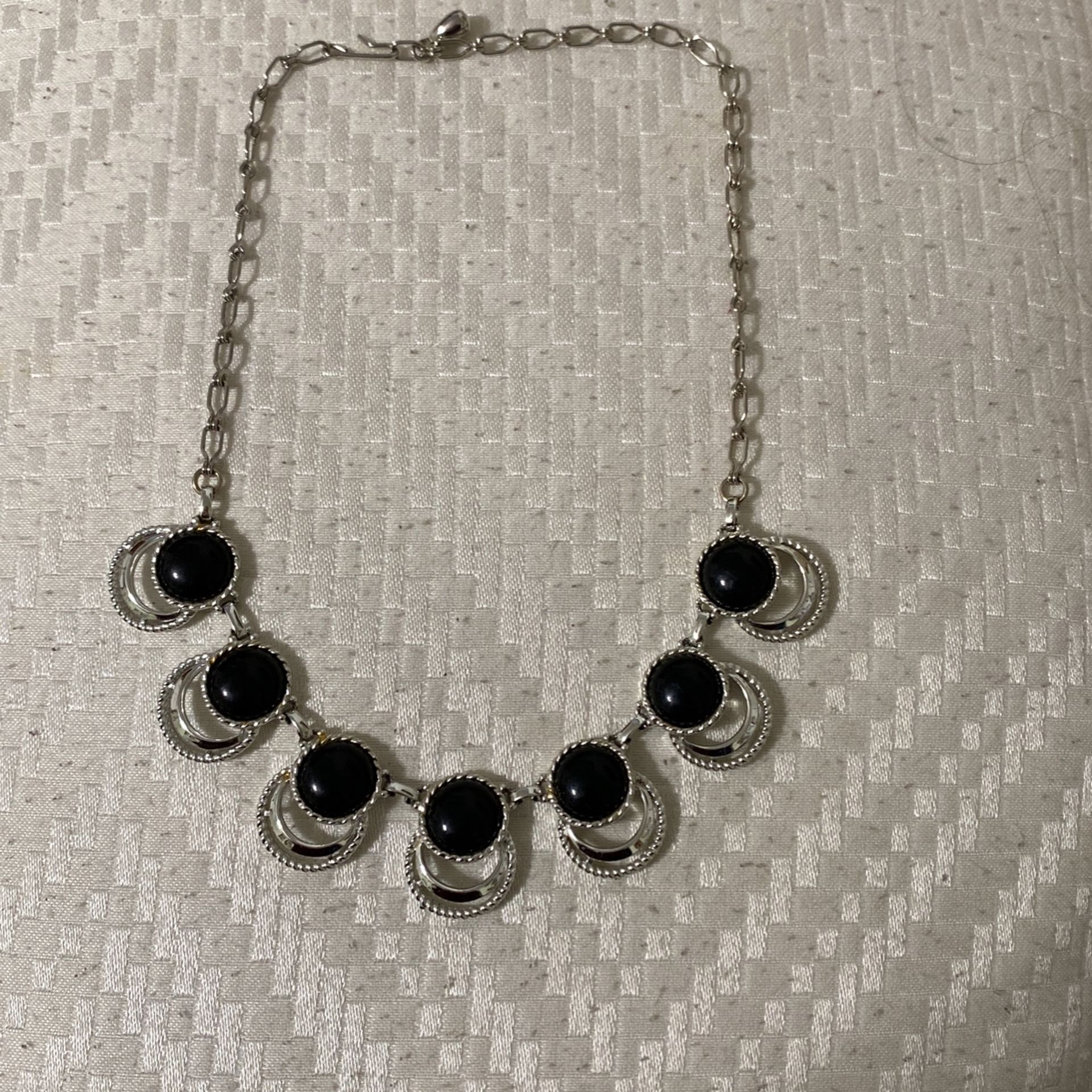 Sara Coventry Black and Silver Circle Statement Necklace