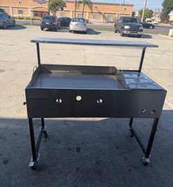 Plancha de 36” con 3 Charolas Baño María y Repiza | Incluye Manguera Con Regulador