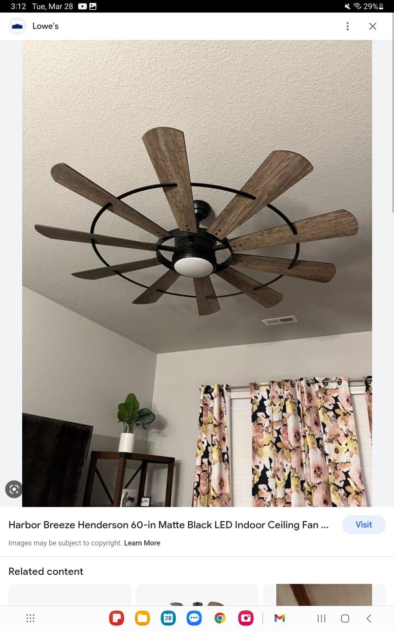Harbor Breeze Henderson 60-in Matte Black LED Indoor Ceiling Fan