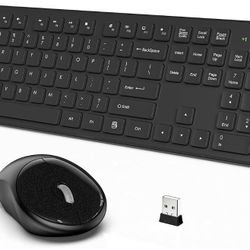 Wireless Keyboard and Mouse, WisFox Full-Size Wireless Mouse and Keyboard Combo, 2.4GHz Silent USB Wireless Keyboard Mouse Combo for PC Desktops Compu