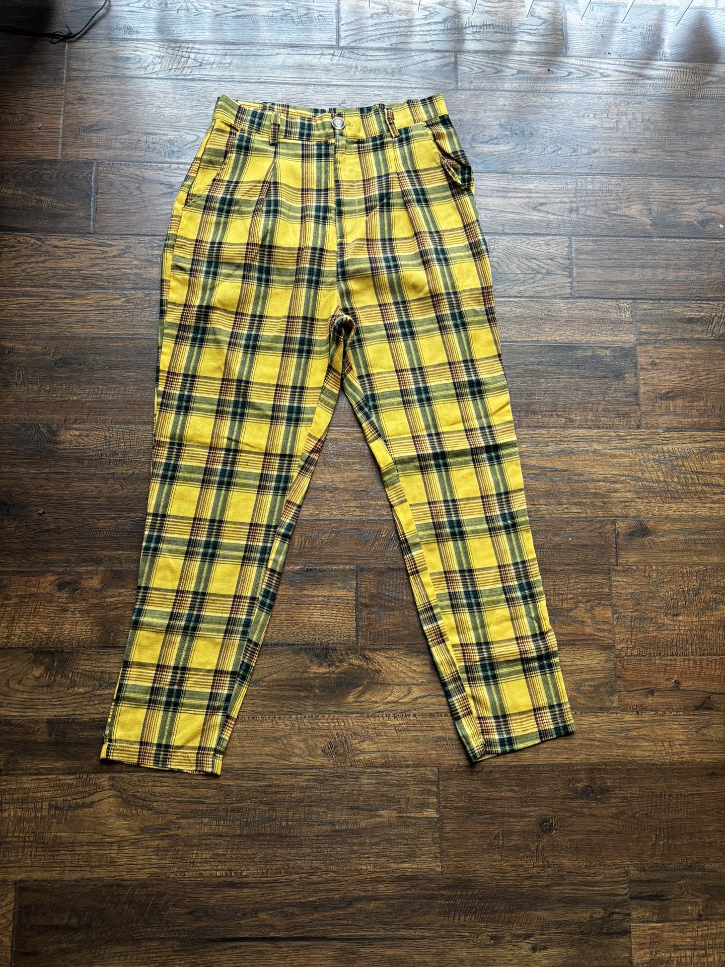 Plaid High-Rise Tapered Pants