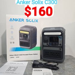 New Anker Portable Power Station SOLIX C300, 288Wh LiFePO4 Battery, 300W (600W Surge) Solar Generator, 140W Two-Way Fast Charging