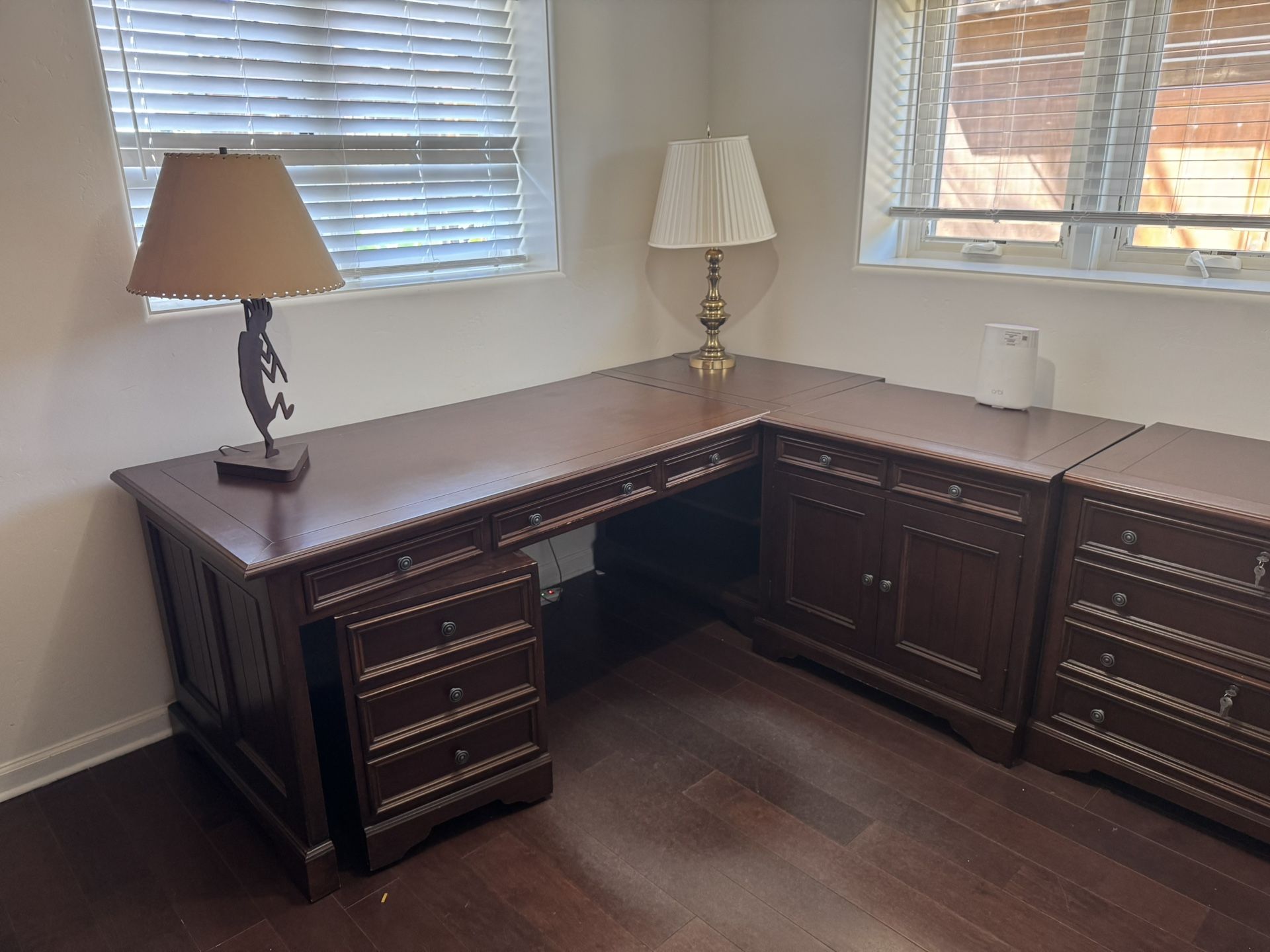 Huge Wooden Partner Desk W Cool Features, Better Than Room Board, Crate Barrel Or Restoration hardware
